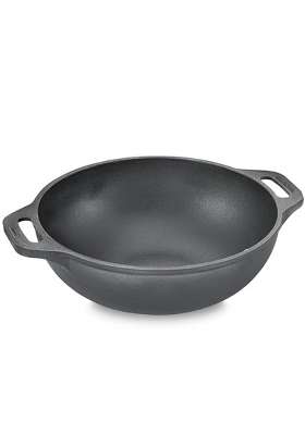 VOMI Cast Iron Kadai Wok | 26 cm | 10.2 Inch | Induction Compatible