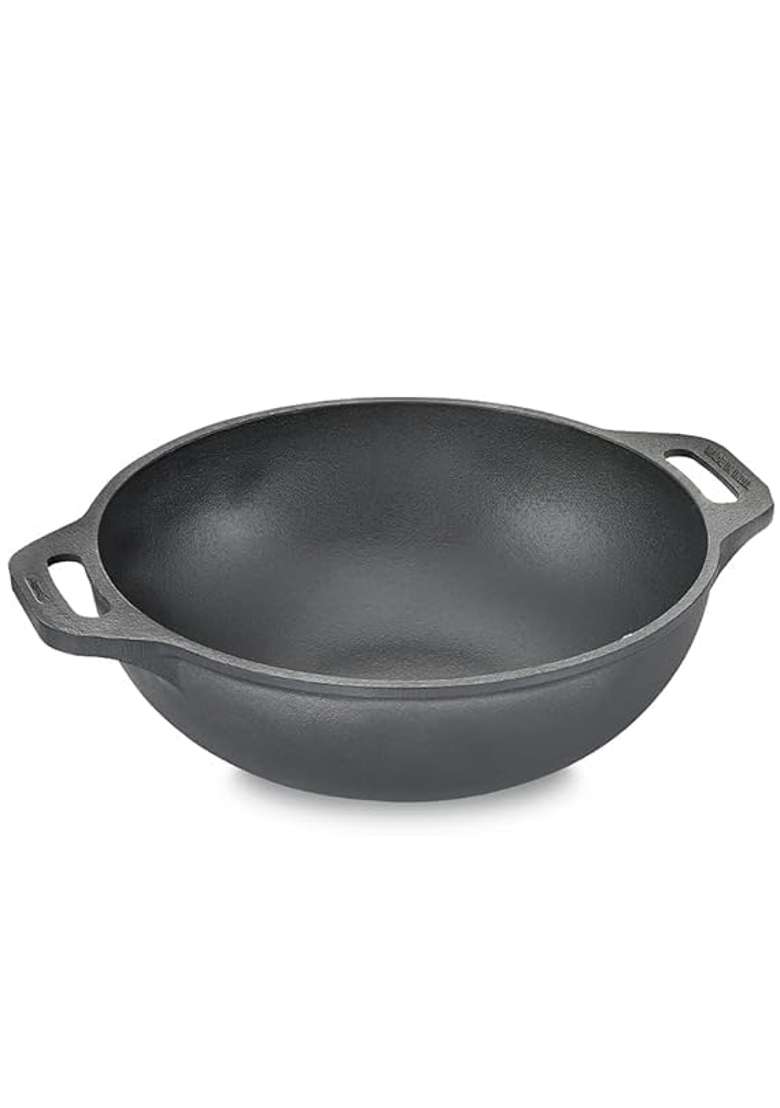 VOMI Cast Iron Kadai Wok | 26 cm | 10.2 Inch | Induction Compatible - Indya