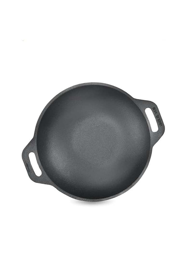 VOMI Cast Iron Kadai Wok | 26 cm | 10.2 Inch | Induction Compatible - Indya