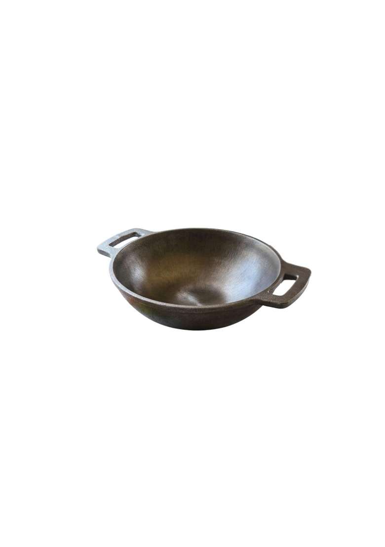 SHIV HOME WORLD Pre-Seasoned Cast Iron Kadai with Dual Handles | 18.5 cm | 7.3 Inch | Induction Compatible | Non-Stick - Indya