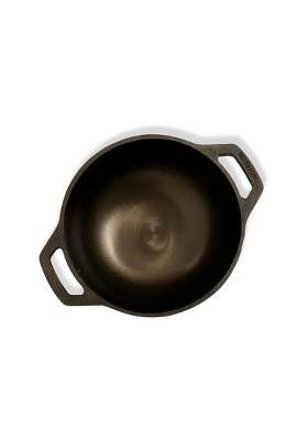 NUTRION Pre Seasoned Cast Iron Kadai | 1.5 L | 1.6 Qt | 8 Inch | Induction Compatible | Non-Toxic | Non-Stick