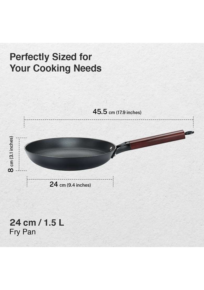 Prestige Castlite Patterned Enamel Coated Cast Iron Fry Pan | 1.5 L | 1.6 Qt | 24 cm | 9.4 Inch | Induction Compatible | Rust Resistant - Indya