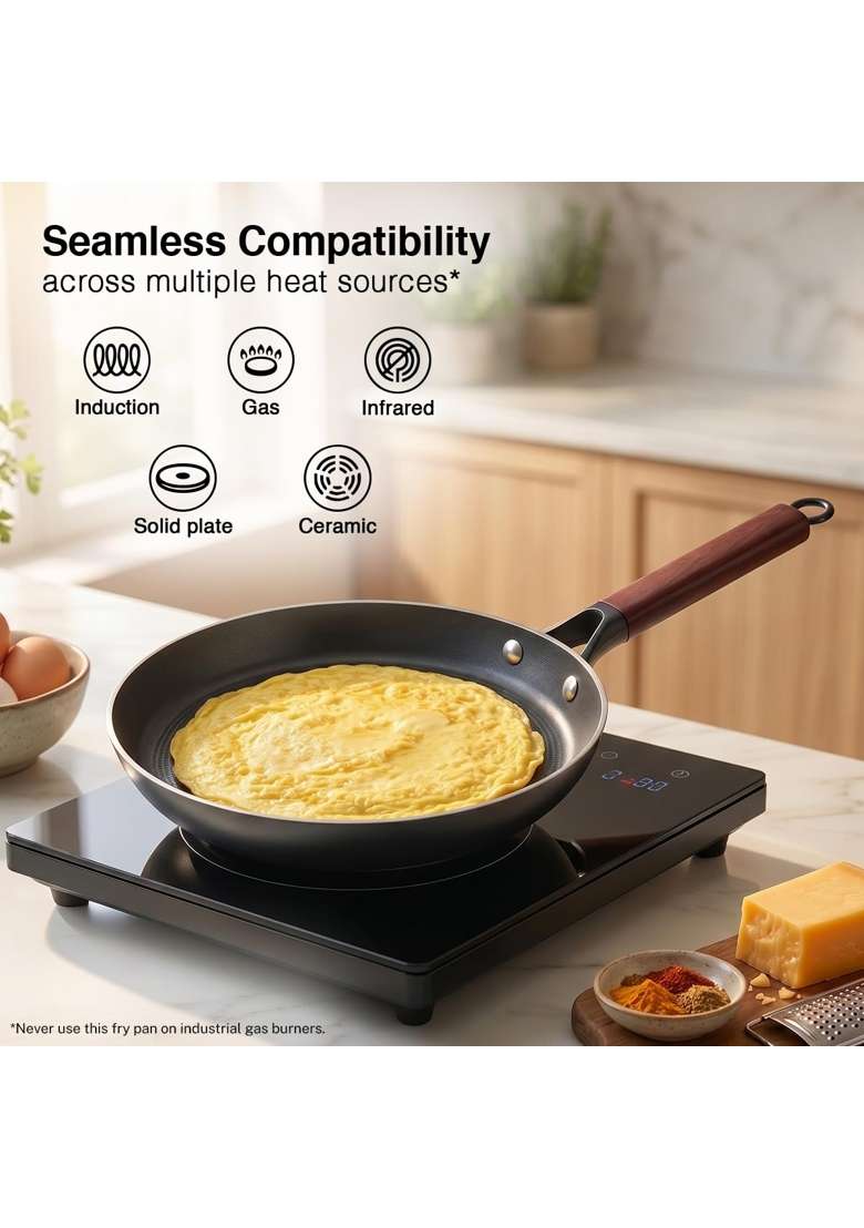 Prestige Castlite Patterned Enamel Coated Cast Iron Fry Pan | 1.5 L | 1.6 Qt | 24 cm | 9.4 Inch | Induction Compatible | Rust Resistant - Indya