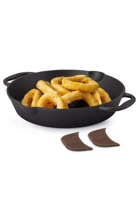 AGARO Royal Pre Seasoned Cast Iron Deep Fry Pan | 1.8 L | 1.9 Qt | 25 cm | 9.8 Inch | Induction Compatible
