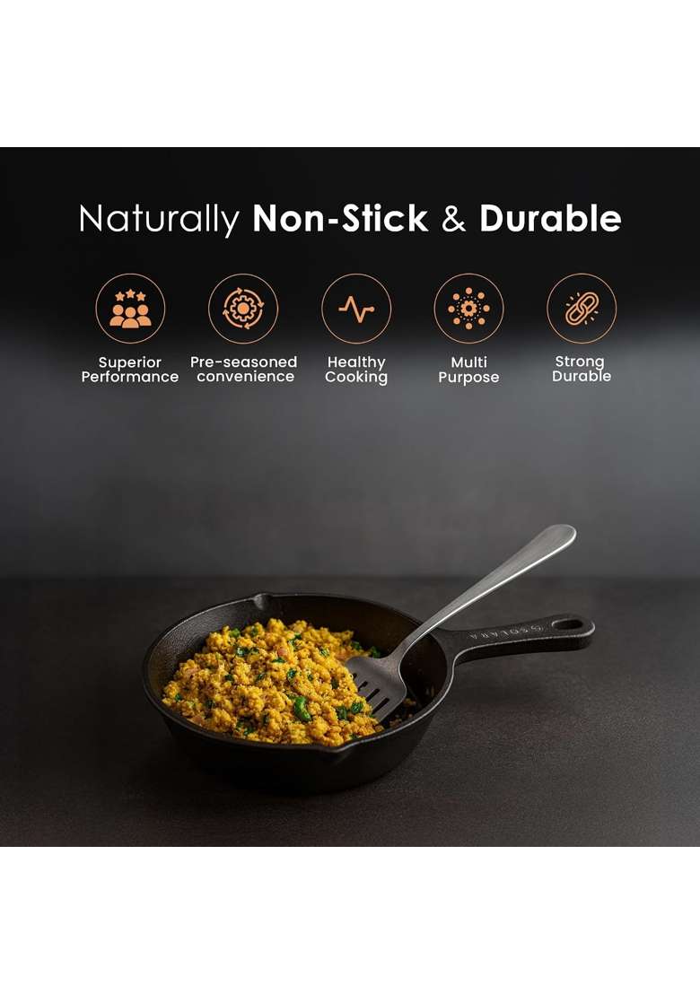 SOLARA Premium Cast Iron Frying Pan with Handle | 6 Inch - Indya