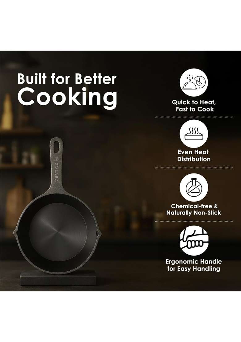 SOLARA Premium Cast Iron Frying Pan with Handle | 6 Inch - Indya