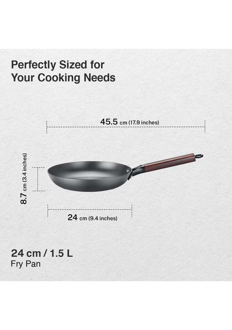 Prestige Castlite Nitride Cast Iron Fry Pan | 1.5 L | 1.6 Qt | 24 cm | 9.4 Inch | Induction Compatible | Non-Toxic | Rust Resistant - Indya