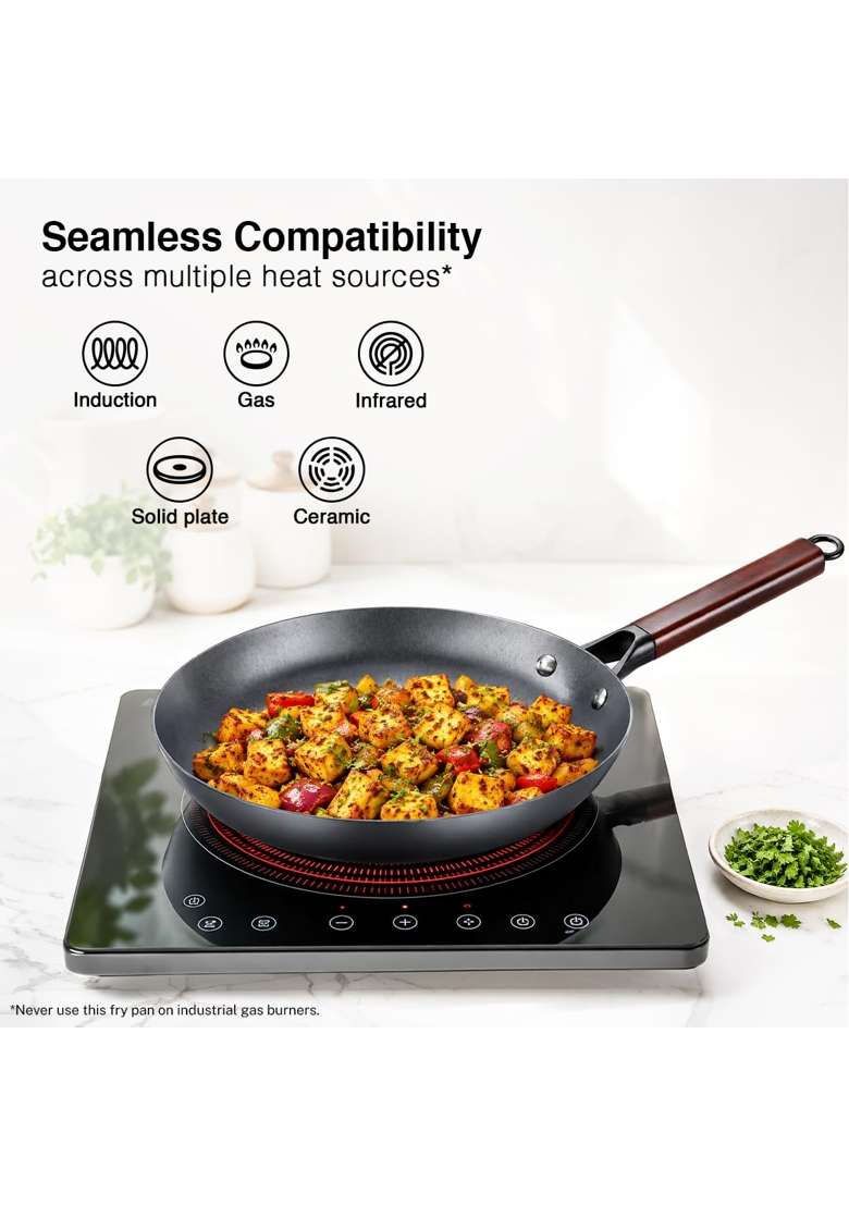 Prestige Castlite Nitride Cast Iron Fry Pan | 1.5 L | 1.6 Qt | 24 cm | 9.4 Inch | Induction Compatible | Non-Toxic | Rust Resistant - Indya