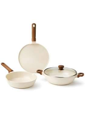 Vinod Di Casa Signature Ceramic Non Stick Cookware Set | 24 cm | 9.4 Inch | 4-Piece Set | Induction Compatible | Non-Toxic
