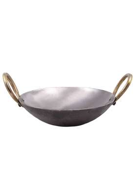 SHIV HOME WORLD Traditional Cast Iron Kadai Wok Size