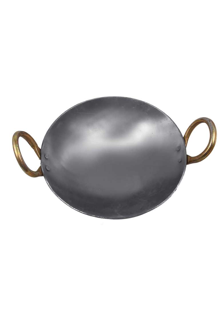 SHIV HOME WORLD Traditional Cast Iron Kadai Wok Size - Indya