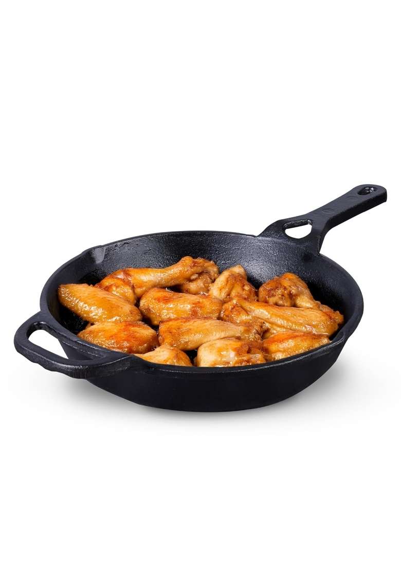 The Indus Valley Preseasoned Cast Iron Fry Pan Skillet with Long Handle | 1.8 L | 1.9 Qt | 26.2 cm | 10.3 Inch | Induction Compatible | Non-Toxic - Indya