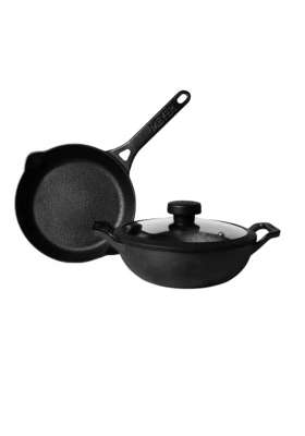 Meyer Pre- Seasoned Cast Iron Cookware Set | 20 cm | 7.9 Inch | 3-Piece Set