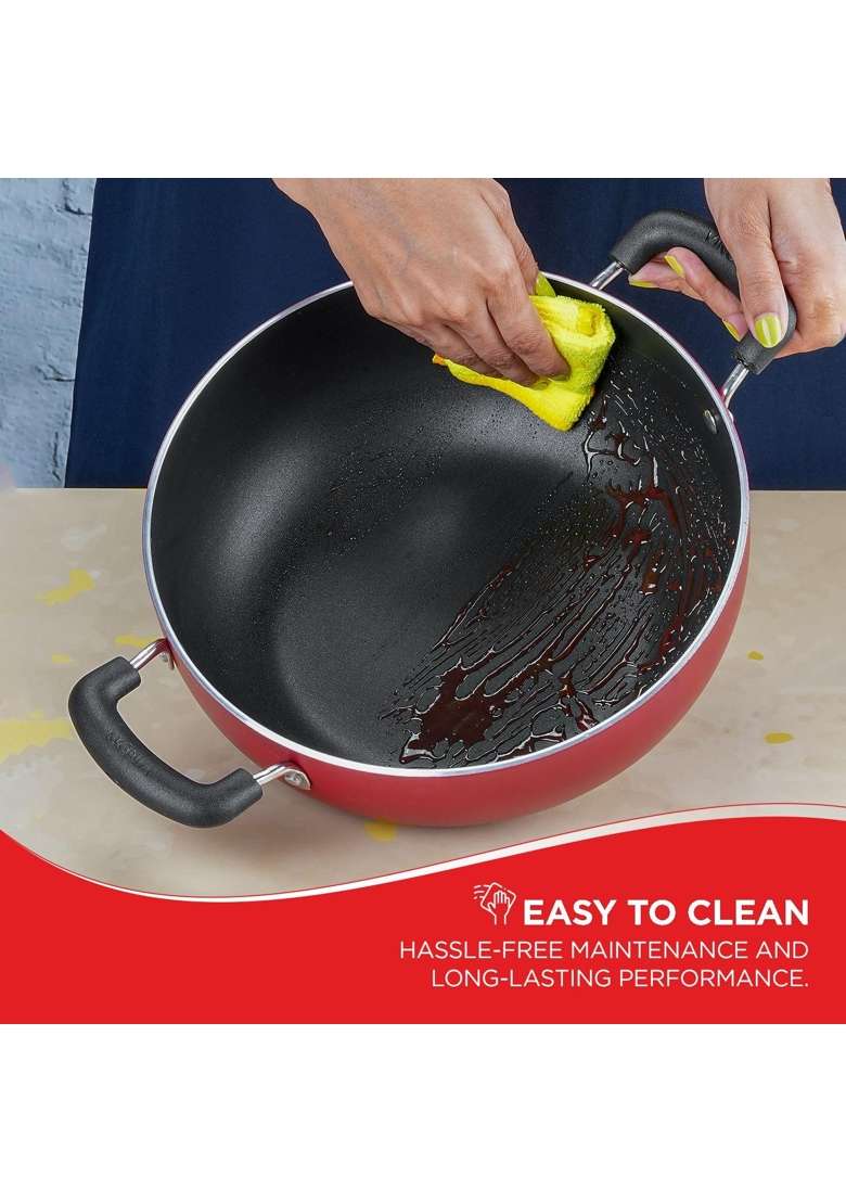 Vinod Zest Inducto Non Stick Deep Kadhai Wok with Glass Lid | 5.5 L | 5.8 Qt | 28 cm | 11 Inch | Induction Compatible - Indya