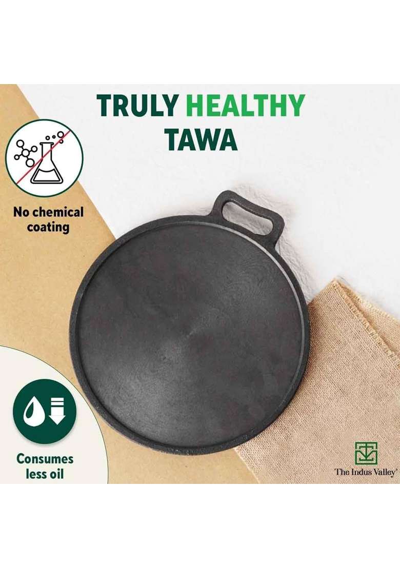 The Indus Valley Super Smooth Cast Iron Cookware Set Free Tadka Pan | 2.5 L | 2.6 Qt | 30.5 cm | 12 Inch | 4-Piece Set | Non-Stick - Indya