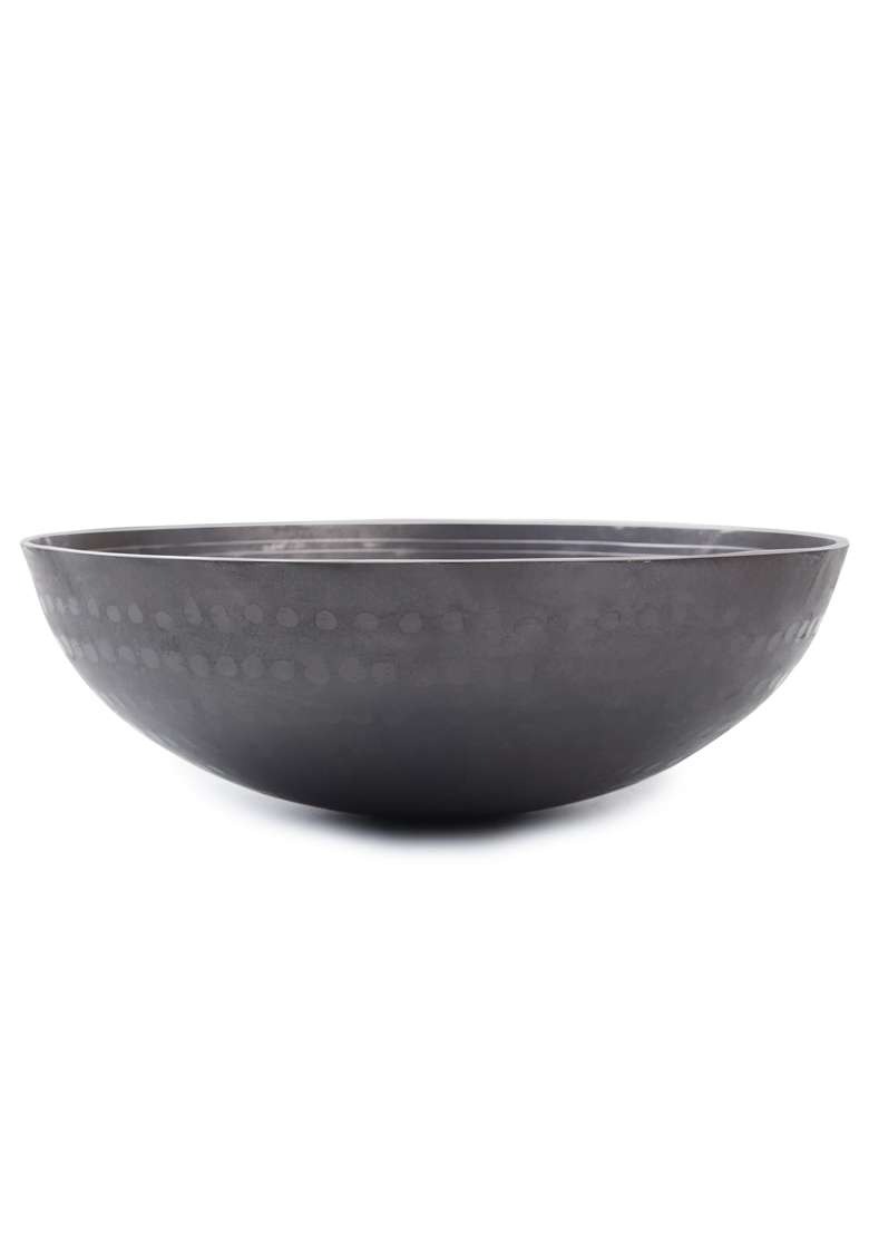 PTR Hammered Iron Kadhai Wok Original Lohe Ki Kadai Handle-Free Deep Frying Pan | 1.5 L | 1.6 Qt | 9.5 Inch | Induction Compatible - Indya