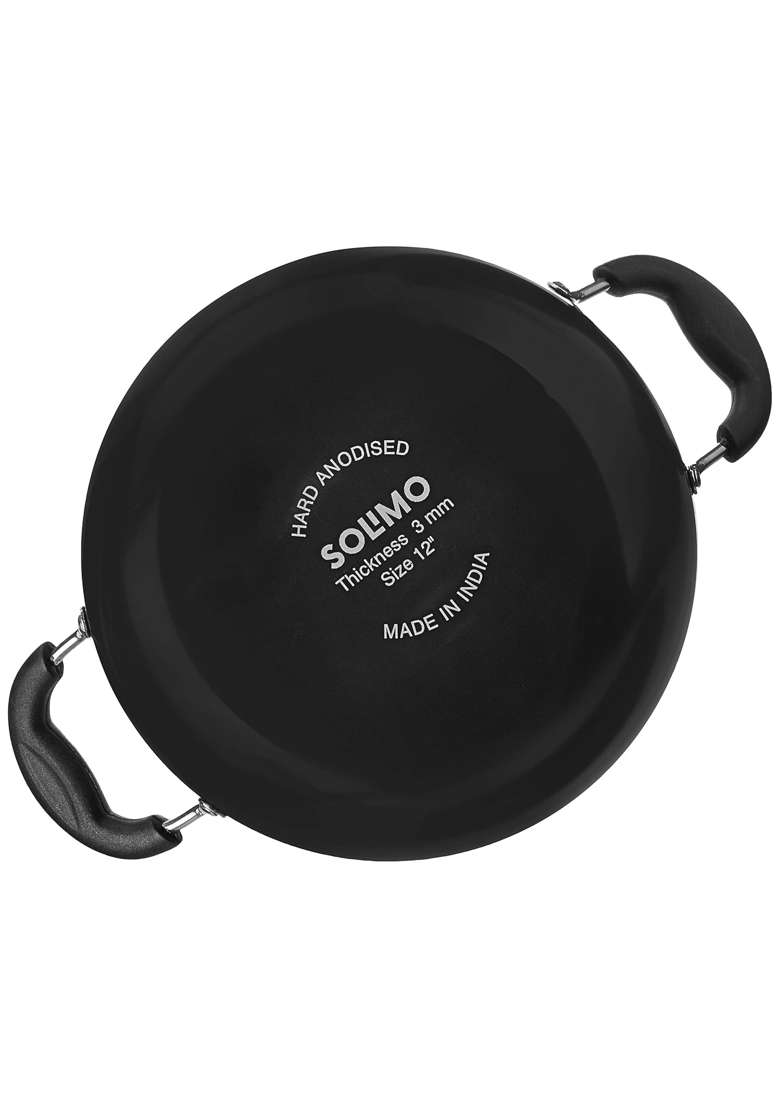 Solimo Amazon Brand Solimo Hard Anodized Deep Kadhai Wok | 2.5 L | 2.6 Qt - Indya