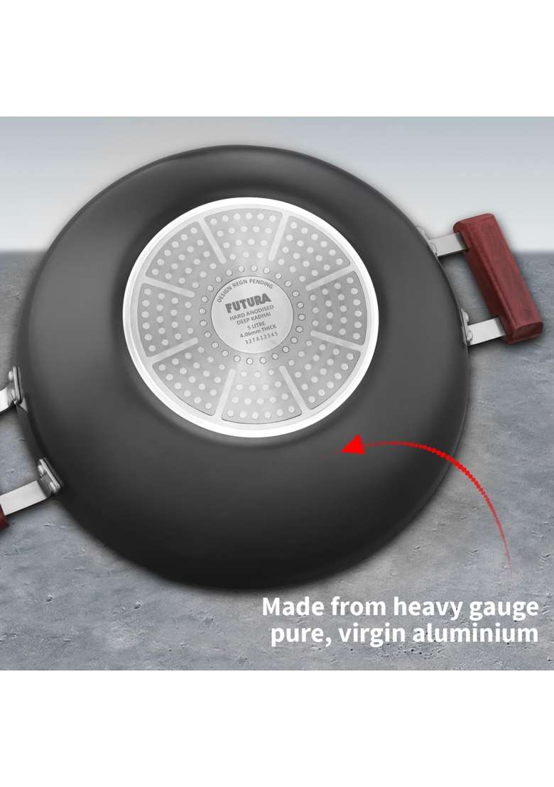 Hawkins Futura Deep Fry Pan | 5 L | 5.3 Qt | Induction Compatible | With Lid - Indya