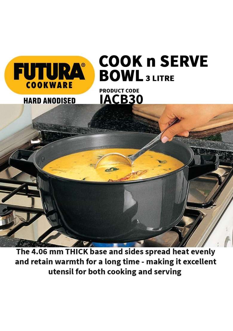 Hawkins Futura Cook N Serve Bowl | 3 L | 3.2 Qt | Induction Compatible - Indya