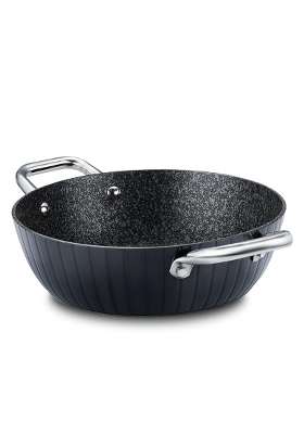 Prestige Durastone Hard Anodised 6 Layer Non-Stick Kadai Wok with Glass Lid | 2.5 L | 2.6 Qt | 24 cm | 9.4 Inch