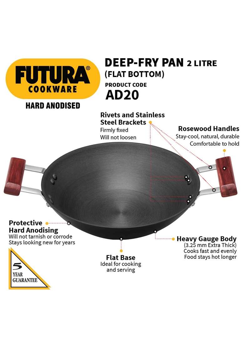 Hawkins Futura Deep Fry Pan | 2 L | 2.1 Qt - Indya