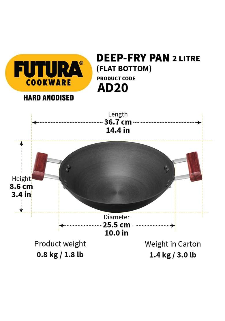 Hawkins Futura Deep Fry Pan | 2 L | 2.1 Qt - Indya