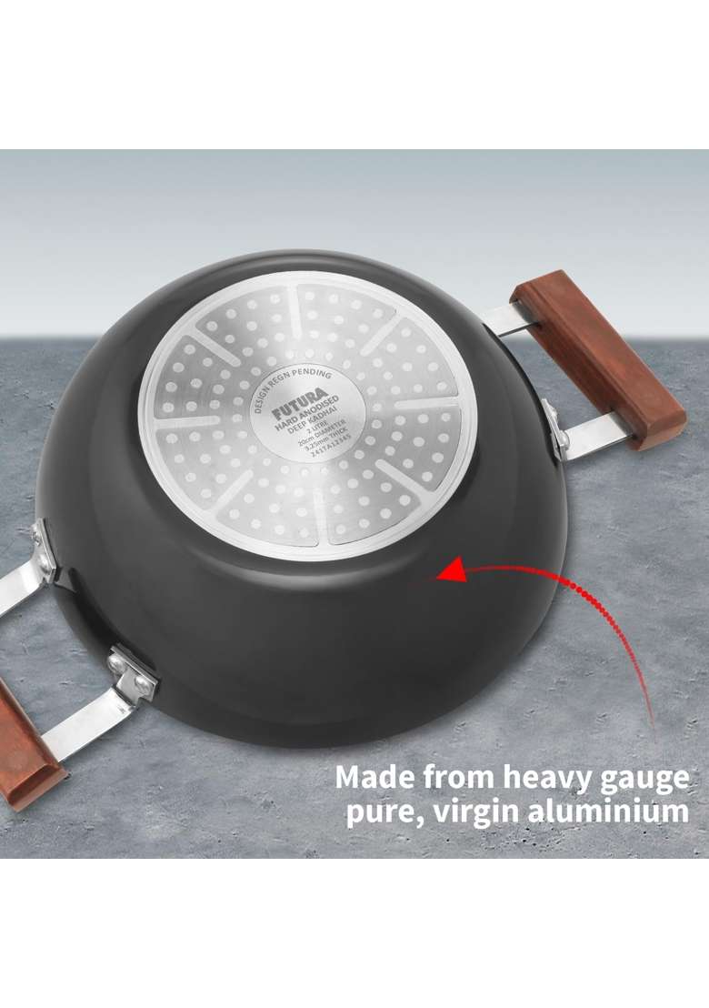 Hawkins Futura Deep Kadhai Wok | 2 L | 2.1 Qt | Induction Compatible | With Lid - Indya