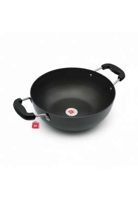 LAZYwindow Hard Anodised Kadhai Wok | 3 L | 3.2 Qt | 25.5 cm | 10 Inch | Induction Compatible