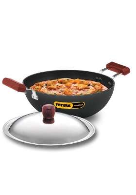 Hawkins Futura Deep Kadhai Wok | 3.5 L | 3.7 Qt | Induction Compatible | Non-Stick | With Lid