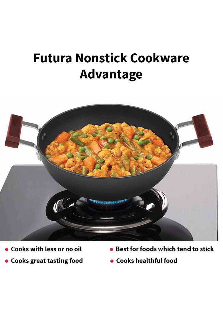 Hawkins Futura Deep Kadhai Wok | 3.5 L | 3.7 Qt | Induction Compatible | Non-Stick | With Lid - Indya