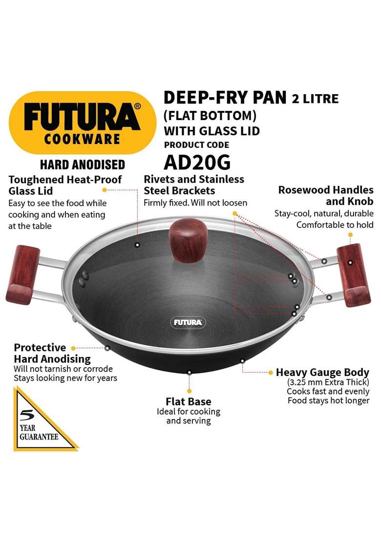 Hawkins Futura Deep Fry Pan | 2 L | 2.1 Qt | With Lid - Indya
