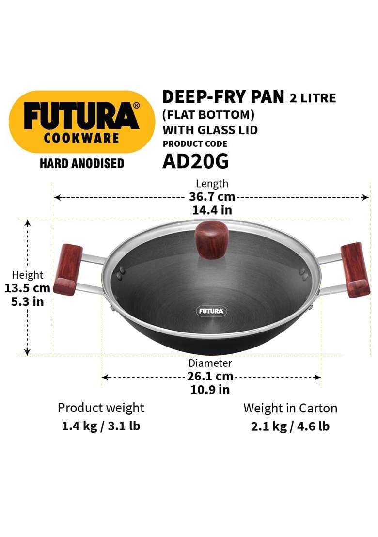 Hawkins Futura Deep Fry Pan | 2 L | 2.1 Qt | With Lid - Indya