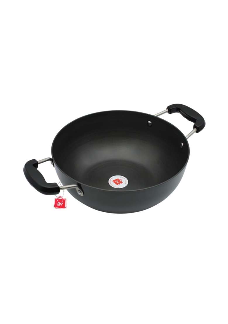 LAZYwindow Hard Anodised Kadai Wok | 3 L | 3.2 Qt | 25.5 cm | 10 Inch | Non-Stick - Indya