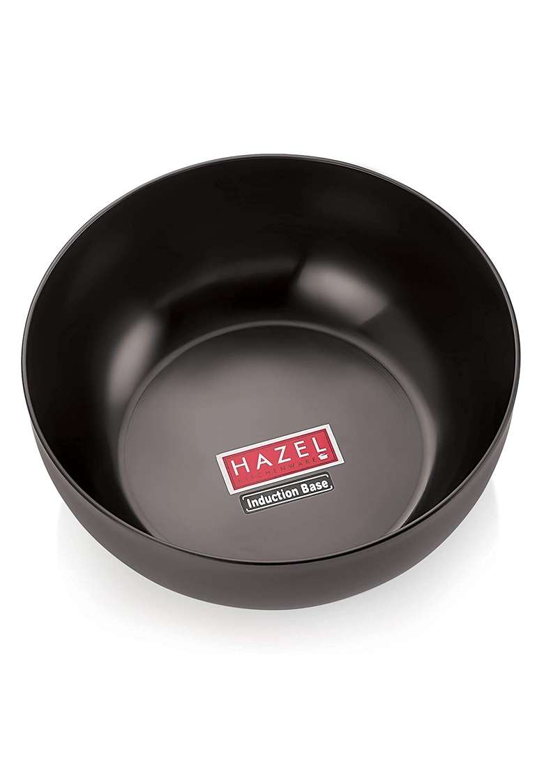 HAZEL Hard Anodized Kadhai Wok Without Handle I Aluminium Cookware | 2500 ml | 84.5 fl oz | Non-Toxic - Indya