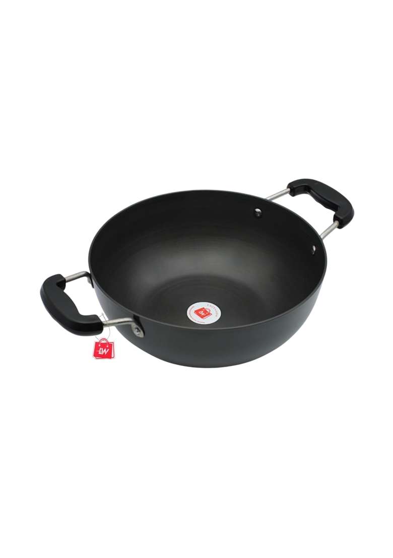 LAZYwindow Hard Anodised Kadhai Wok | 3 L | 3.2 Qt | 25.5 cm | 10 Inch | Induction Compatible - Indya