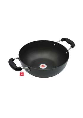 LAZYwindow Hard Anodised Kadhai Wok | 3 L | 3.2 Qt | 25.5 cm | 10 Inch | Non-Stick