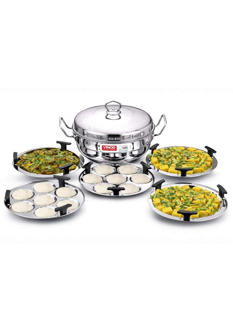 Vinod Stainless Steel Multi Kadai Wok | 26 cm | 10.2 Inch | Induction Compatible - Indya