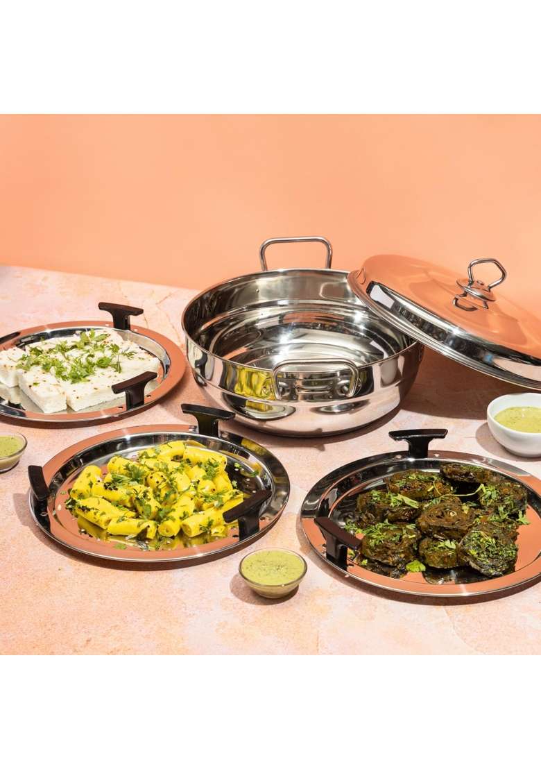 Vinod Stainless Steel Multi Kadai Wok | 26 cm | 10.2 Inch | Induction Compatible - Indya
