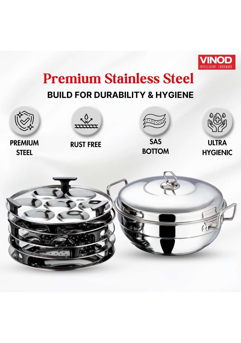 Vinod Stainless Steel Multi Kadai Wok | 26 cm | 10.2 Inch | Induction Compatible - Indya