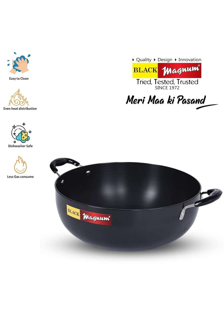 Black Magnum Pro Ibkhwl- Deep Fry Pan | 3 L | 3.2 Qt | With Lid - Indya