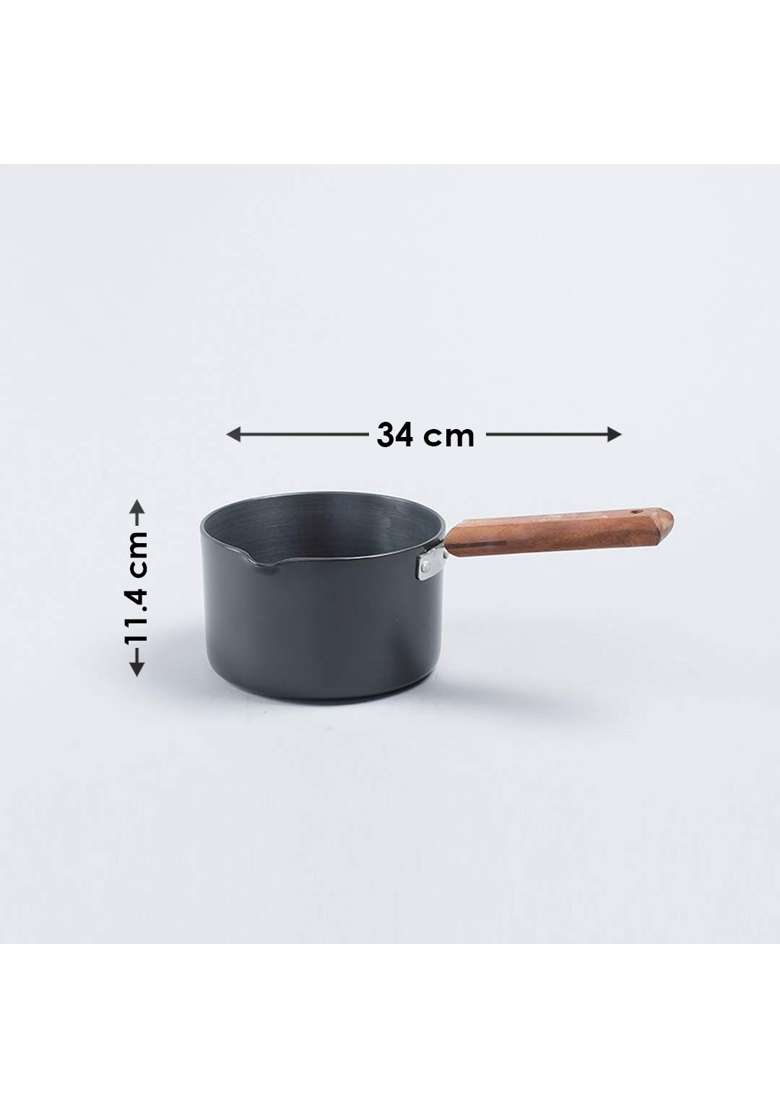 Wonderchef Ebony Hard Anodized Nonstick Sauce Pan | 2 L | 2.1 Qt | 16 cm | 6.3 Inch - Indya