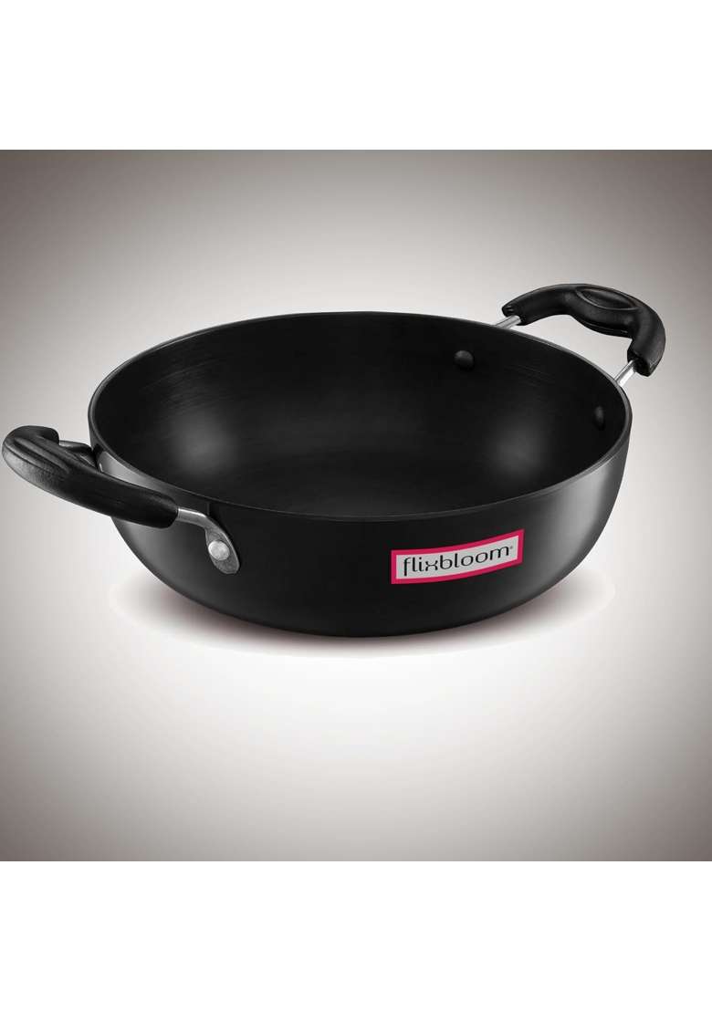 FLIXBLOOM Cosmic Black Hard Anodised Induction Base and Gas Stovetop Compatible Cookware | 2 L | 2.1 Qt | With Lid - Indya