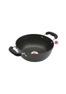 LAZYwindow Hard Anodised Kadhai Wok | 1.5 L | 1.6 Qt | 20 cm | 7.9 Inch | Induction Compatible