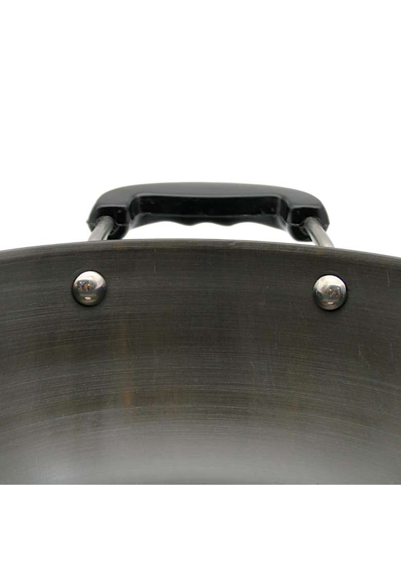 LAZYwindow Hard Anodised Kadhai Wok | 1.5 L | 1.6 Qt | 20 cm | 7.9 Inch | Induction Compatible - Indya