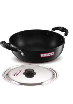FLIXBLOOM Imperial Black Hard Anodised Induction and LPG Gas Stovetop Friendly Cookware | 3.5 L | 3.7 Qt | With Lid
