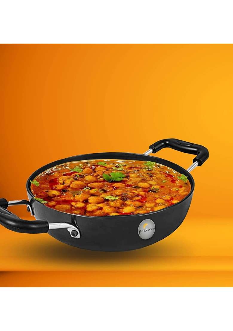 FLIXBLOOM Urban Black Hard Anodised Thick Induction Base Bottom and LPG Friendly Deep | 3 L | 3.2 Qt - Indya