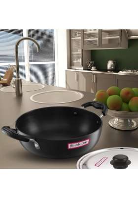 FLIXBLOOM Majestic Hard Anodised Induction Base Cookware and LPG Friendly Black Cooking | 5.5 L | 5.8 Qt | With Lid