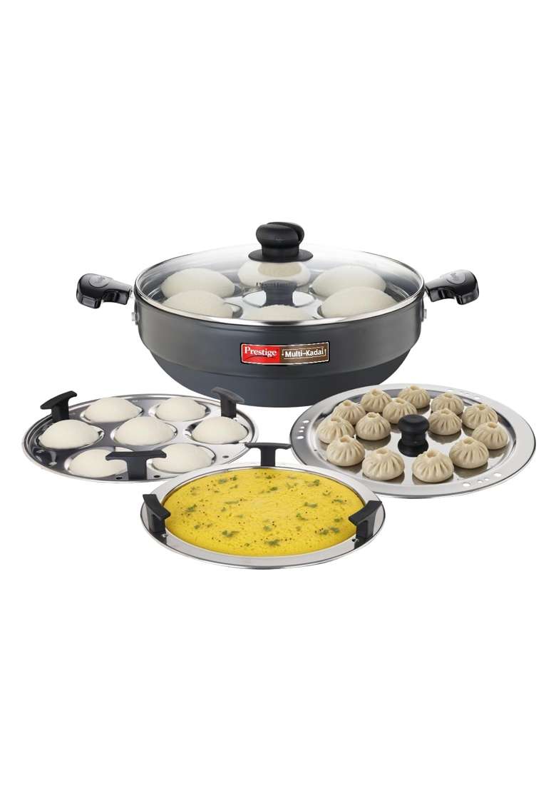 Prestige Hard Anodised Multi Kadhai Wok | 28 cm | 11 Inch | Induction Compatible - Indya