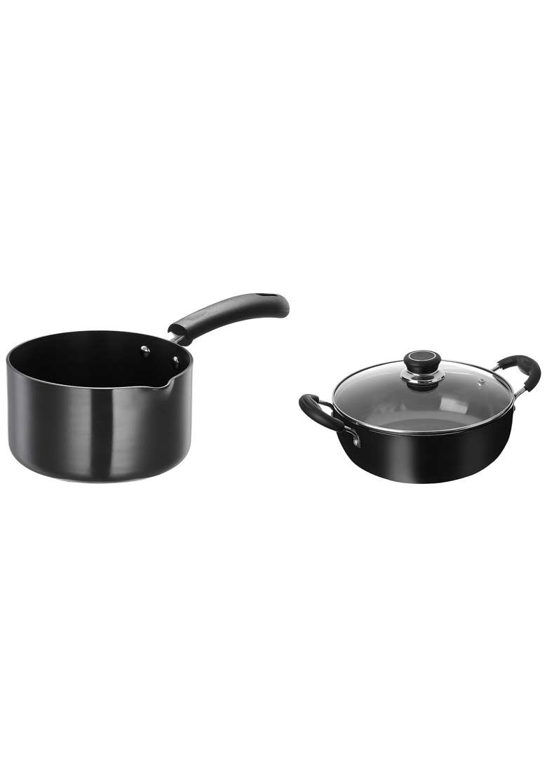 Solimo Amazon Brand Solimo Hard Anodized Aluminium Deep Kadhai Wok and Hard Anodized | 1.5 L | 1.6 Qt | 28 cm | 11 Inch | Non-Stick - Indya