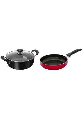 Solimo Amazon Brand Solimo Hard Anodized Deep Kadhai Wok with Induction Bottom and Glass | 2.5 L | 2.6 Qt | 22 cm | 8.7 Inch | Non-Stick